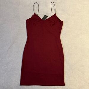 Burgundy Maroon Bodycon Mini Dress The Vintage Shop Large Cocktail Party Y2K 90s